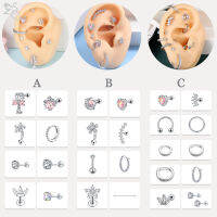 ZS 4-11ชิ้น/เซ็ตของต่างหูสแตนเลสสตีลลูกบาศก์เพทายต่างหูคริสตัลกระดูกอ่อนหูแกน Daith Tragus Conch Helix เครื่องประดับเจาะ