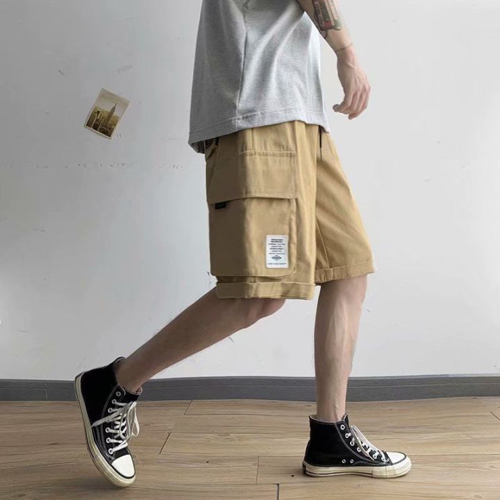 2022-summer-techwear-shorts-mens-hong-kong-style-students-handsome-straight-fifth-pants-korean-trend-loose-baggy-casual-trouser