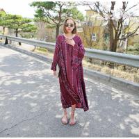 floral korean women ladies chiffon long sleeve summer maxi dress ready stock new