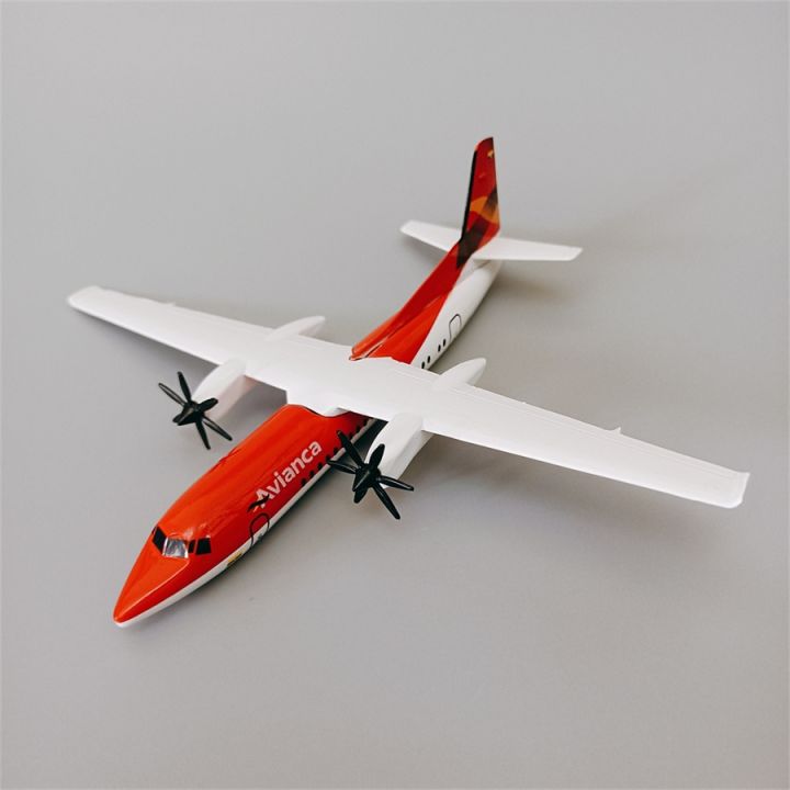 16cm-air-red-colombia-avianca-fokker-f-50-fok-f50-airlines-plane-model-alloy-metal-diecast-model-airplane-propeller-aircraft