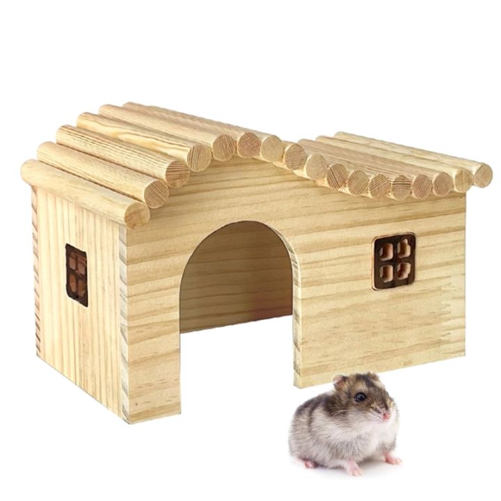 อินเทรนด์ไม้หนูแฮมสเตอร์รังนอนบ้านหรูหรากรงสัตว์เลี้ยง-diy-hideout-ฮัทของเล่นอุปกรณ์สัตว์ขนาดเล็กหนูแฮมสเตอร์กรง