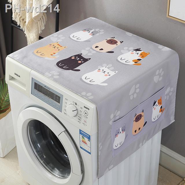 refrigerator-dust-proof-cover-washing-machine-cover-with-storage-pockets-bags-universal-sunscreen-covers-kitchen-christmas-decor