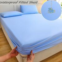 Blue Bed Cover Waterproof Fitted Sheet Single/Twin Size lencol cama casal Home Bedsheet with Elastic Band(Pillowcase Need Order)