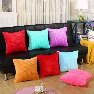 45x45cm Soft Plush Solid Color Sofa Cushion Cover Home Living Room Chair Seat Throw Pillow Case