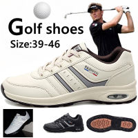 EIFAK ?️?️Men Golf Shoes Spikeless Leather Golf Sneakers ใหม่ 2022 ผู้ชายรองเท้ากอล์ฟลื่นทนต่อการสึกหรอรองเท้ากีฬาระบายอากาศขนาดใหญ่ขนาด 39-46 มืออาชีพกอล์ฟรองเท้าผ้าใบชาย