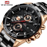 2022 New Fashion Design Mens Watches Top Branded Casual Sports Black Surface Stainless Steel Waterproof Quartz Calendar Watches