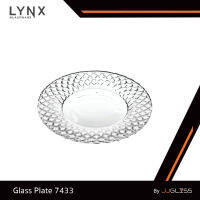 JJGLASS - (LYNX) Glass Plate 7433 - จานแก้ว จานคริสตัล ลายสวยงาม เรียบหรู ขนาดกว้าง 17 ซม.