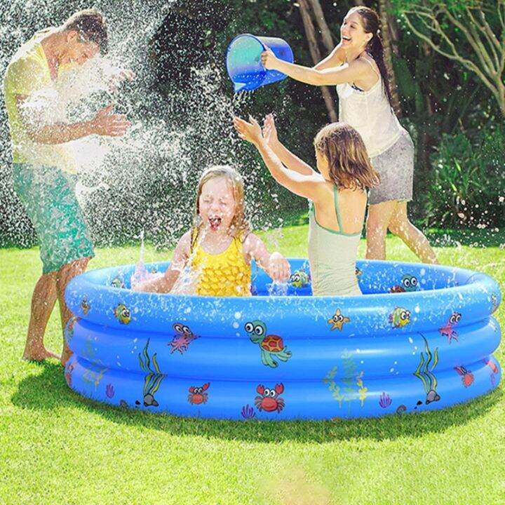 3 Rings Kiddie Pool for Toddler Kids Swimming Pool Inflatable Baby Ball ...