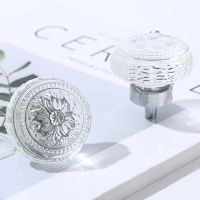 ✶♠ New 2Pcs 40x45mm Flower Shape Design Crystal Glass Knobs Cupboard Drawer Pull Kitchen Cabinet Door Wardrobe Handles Hardware