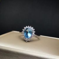 Natural topaz ring water drop gemstone simple style hot sale From natural gem store