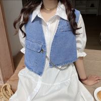 Denim Vest Set 2022 Spring New Korean Version Fashion Foreigner Style Age Reducing Shirt Dress Two Piece Set Fashion