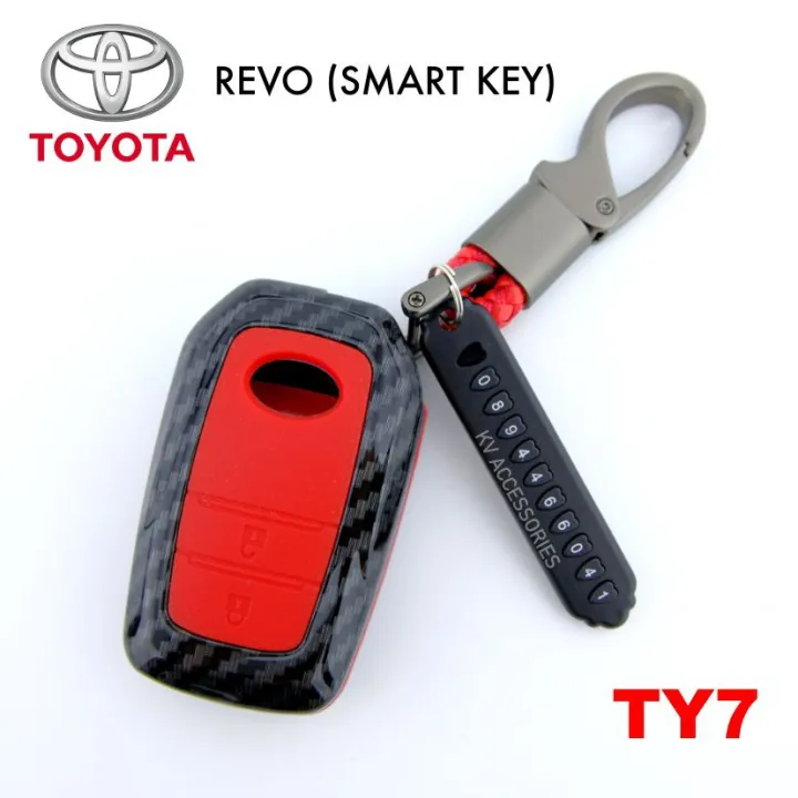 ad-ซองกุญแจรีโมท-เคสรีโมทกุญแจเคฟล่า-toyota-รุ่น-revoh-smart-key-ปุ่มสีแดง-รหัส-ty7