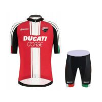 Ducati ชุดเสื้อขี่จักรยานกางเกงขาสั้นขี่จักรยานแขนสั้นชุดขี่จักรยาน Jersey Bibset ป้องกันรังสียูวี