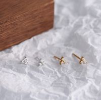 littlegirl gifts-Flowers stud earrings ต่างหูเงินs925 แบบแป้นรูปดอกไม้ฝังเพชรcz