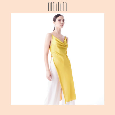 [MILIN] Cowl neck top with side slit เสื้อสายเดี่ยว คอถ่วง ตัวยาว ผ่าข้าง Tactile Top