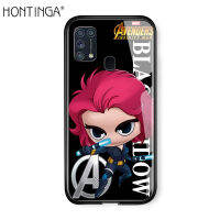 Hontinga สำหรับ เคสโทรศัพท์ เคส Samsung galaxy M31 กรณีการ์ตูนล้างแค้นไอรอนแมนเดอร์แมนกัปตันอเมริกันแก้วโทรศัพท์กรณีปกโทรศัพท์