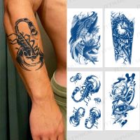 Juice Lasting Tattoo Waterproof Semi-permanent Sticker Scorpion Carp Clock Demon Eye Tattoo Men Flash Transfer Fake Tattoos Men