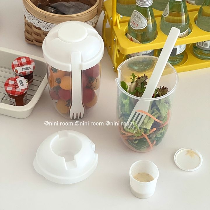 breakfast-salad-cup-cereal-nut-yogurt-salad-cup-bottle-container-with-fork-sauce-cup-lid-bento-tuppers-food-taper-bowl-lunch-box