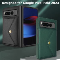 YIQIAN สําหรับ Google Pixel Fold Wallet Case พร้อมกรอบด้านหน้า, หนัง PU ระดับพรีเมียมบางเฉียบ Hard PC กันชนกันรอยขีดข่วนยกขอบป้องกันเคสโทรศัพท์สําหรับ Google Pixel Fold 2023