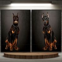 แฟชั่น Doberman เชื่อถือได้ยามโปสเตอร์และภาพพิมพ์-นิตยสารปกรูปภาพ-หรูหราผนังศิลปะผ้าใบจิตรกรรม-ห้องนั่งเล่นตกแต่งบ้าน