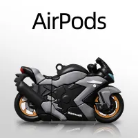 Motorcycle For AirPods 1 2 Case Cool 3D Box Fashion Racing Car Soft Silicone Wireless Bluetooth Earphone Protective Cover Wireless Earbud Cases