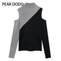 PEAR DODO ผู้หญิงแขนยาวถักแตกต่างจากแผงไหล่เกาหลี