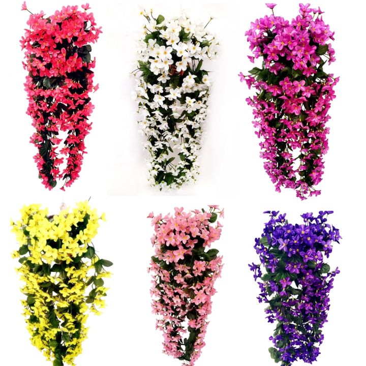 ayiq-flower-shop-ตะกร้าดอกไม้ประดิษฐ์สีม่วงแฟชั่นสำหรับแขวนติดผนังตกแต่งไฟถนนเถาวัลย์ดอกไม้สำหรับงานแต่งงานที่บ้าน