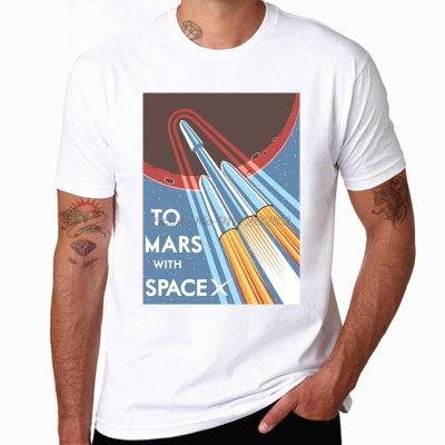 เสื้อยืด SpaceX สำหรับผู้ชายเสื้อยืดคอกลมผ้าคอตตอน100% พิมพ์ลายแฟชั่นยอดนิยมเสื้อยืดตลกๆสำหรับฤดูร้อน