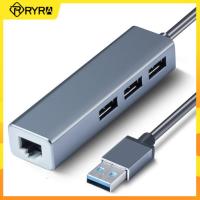 Hyra 3พอร์ต USB Type C เป็นอะแดปเตอร์อีเธอร์เน็ต RJ45ดองเกิล100/1000Mbps USB 3.0 2.0ถึง RJ45ฮับการ์ดเน็ตเวิร์ก Lan สำหรับ Macbook