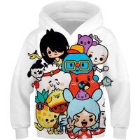 《Qinghe Yi Fang》4 13Y เด็กเกมQinghe Yi Fang Toca Life World 3D Hoodies Boca Virtual ของเล่น Creator Same Boy Girl Hooded Sweatshirts เด็กอะนิเมะ Pullover