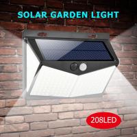 208LED Solar Garden Wall Light PIR Motion Sensor Outdoor Path Yard Security Lamp Easy to Install without Pulling Wires