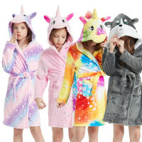 Baby Girl Cothes Unicorn Bathrobe Animal Cartoon Robe For Kids Childrens Dressing Gown Kigirumi Fox Panda Pajamas Bathing Robes