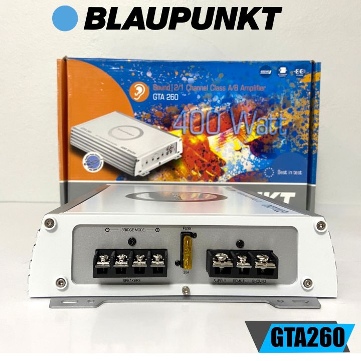 เพาเวอร์แอมป์ติดรถยนต์-blaupunkt-รุ่นgta-260-คลาส-2ch-ใช้ขับลำโพงเสียงกลาง-แหลม-ซับโครงปั้ม-10นิ้ว-เสียงแนวsq-คุณภาพดี-สินของแท้-ใหม่100