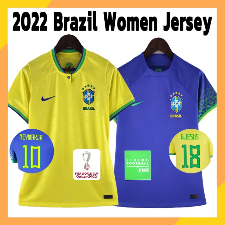 Brazil Jersey World Cup 2022 Home Away Women Football Jersey Custom Name 22 23 Neymar Jesus
