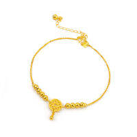 Real 18K Gold Trendy Bell สร้อยข้อเท้าปรับ Dream Catcher Bell ลูกปัดสำหรับผู้หญิงเครื่องประดับ Fine Gift