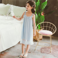 Summer Girls Princess Nightgown Childrens Pajamas Home Dress 2021 Children Stocking Ruffles Comfortable Loose Nightgown Cotton