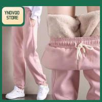 YNDVQO STORE ฤดูหนาว ผ้าขนแกะ ผ้ายืด ซับในผ้าฟลีซ กางเกงเลกกิ้ง กางเกงขายาว กางเกงหนาอบอุ่น