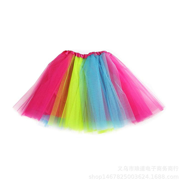 กระโปรงทูทู่-กระโปรงตาข่าย-กระโปรงสีรุ้ง-กระโปรงบาน-กระโปรงบัลเล่-บัลเล่-ยาว-40cm-ไม่มีซับใน-rainbow-lgbt-pride-parade-ballet-tulle-tutu-skirt-fancy-costume-party-prop