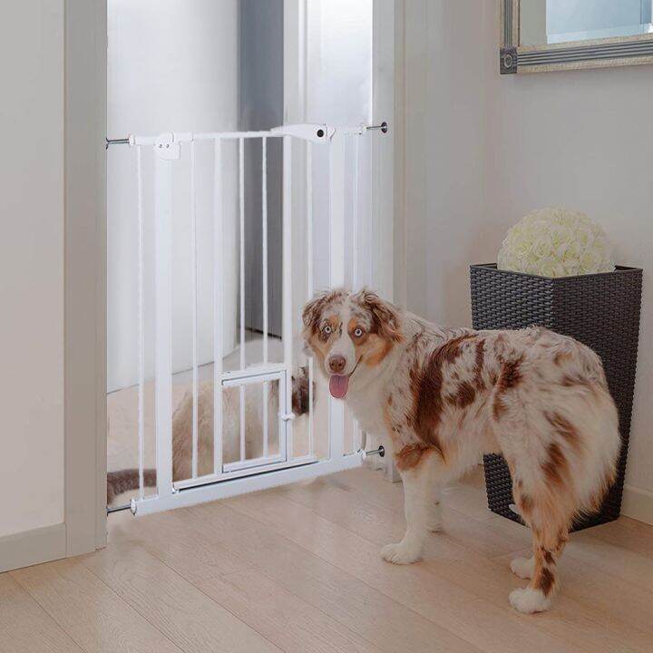 House Stair Door Gate Fence With Small Door Pet Puppy Dog Cat Barrier
