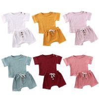 New 0-24M Baby Girls Boys Botton Clothes Outfits Cotton Summer Kids Short Sleeve Tops T-Shirts+Shorts Suits  by Hs2023