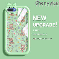 เคส Chenyyka สำหรับ OPPO A3s A5 A12E 2018 Realme Realme C1 2เคสลายการ์ตูนหมีดอกไม้สร้างสรรค์สีสันสดใสน่ารักสัตว์ประหลาดน้อยเลนส์กล้องถ่ายรูปแบบนิ่มซิลิโคนเคสใสกันกระแทกแบบใสง่ายเคสป้องกัน