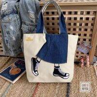 Best selling ins Korean version of literary and artistic casual denim bag womens trendy cool shopping all-match portable large-capacity single-shoulder