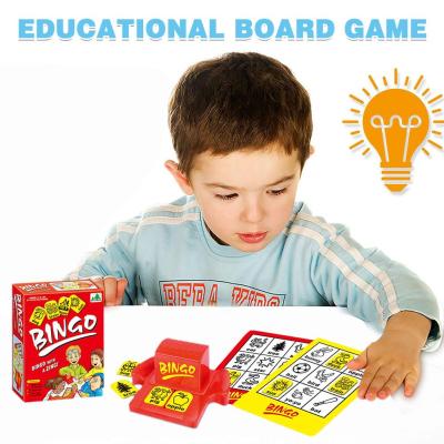 เกมกระดานบิงโกสำหรับเด็กของเล่นเพื่อการศึกษาเกมจับคู่การ์ดคำภาษาอังกฤษจิ๊กซอว์รูปภาพคำภาษาอังกฤษ Q6N3