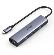 Bộ chia Hub USB Type C to 4 Port USB 3.0 Ugreen 20841 Vỏ nhôm, Dây bọc dù