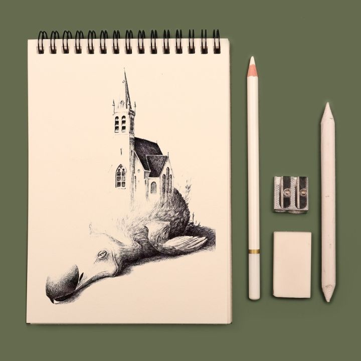 ดินสอสีขาว-สำหรับสเก็ตภาพ-งานศิลปะ-3-ชิ้น