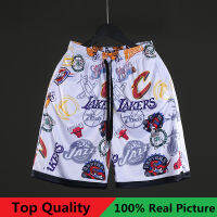 เสื้อคุณภาพสูง 【Feb】 JordanˉNBA Team Logo Printing Classic Fashion Men Short Pants Thin Quick Dry Mesh Breathable Loose Comfortable Outdoor Running Fitness Basketball Sport Shorts