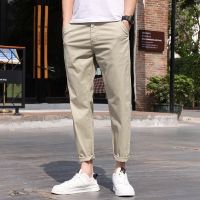 CODluba03411 Summer Mens Plus Size Casual Pants Cropped Cotton Chinos Trousers Big Size 42 44 46