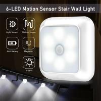 Wireless Motion Sensor Night Light 120 Degree Angle Battery Powered Cabinet Closet Stair Lamp Human Body Sensor Stairs Wall Lamp