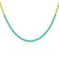 ZOE Necklaces สร้อยคอเทนนิสหินเทอร์คอยส์,สร้อยข้อมือชุบทองชุดเครื่องประดับรูปหัวใจของขวัญคู่รักวาเลนไทน์มาใหม่