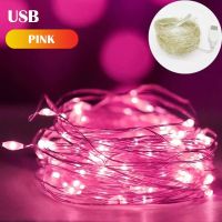 โคมไฟ LED การตกแต่งคริสต์มาสไฟประดับพร้อมสายหลอดไฟประดับแบบสาย USB ทองแดงสำหรับงานปาร์ตี้มงกุฎดอกไม้งานแต่งงานม่านแสง1ม. 3M 5ม. 20ม.